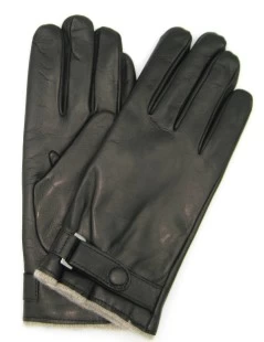 Guanto In Nappa Foderato Cashmere Con Cinturino Nero