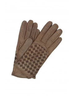 Guanto Nappa Foderato Cashmere Con Intreccio Mink