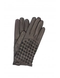 Guanto Nappa Foderato Cashmere Con Intreccio Nero