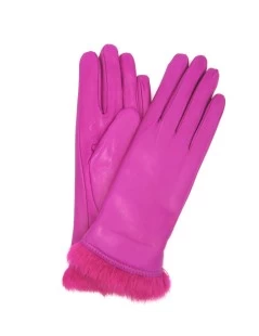 Guanto Nappa Foderato Lapin In Tinta Fucsia