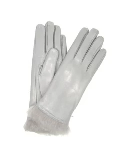 Guanto Nappa Foderato Lapin In Tinta Grigio Perla