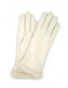 Guanto Nappa Foderato Lapin In Tinta Panna