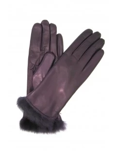 Guanto Nappa Foderato Lapin In Tinta Viola