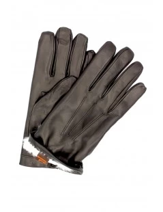 Guanto In Nappa Foderato Lapin Nero