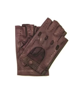 Guanto Guida In Nappa Mezze Dita Bordeaux