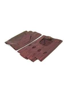 Guanto Guida In Nappa Mezze Dita Bordeaux - immagine 3