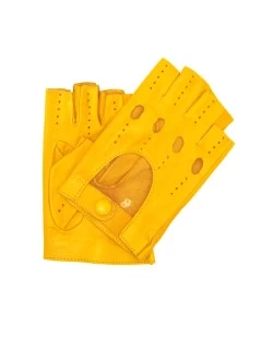 Guanto Guida In Nappa Mezze Dita Giallo Ocra