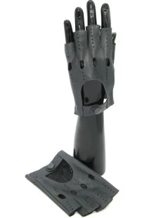 Guanto Guida In Nappa Mezze Dita Grigio - immagine 4