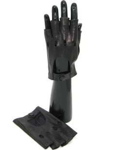 Guanto Guida In Nappa Mezze Dita Navy - immagine 4