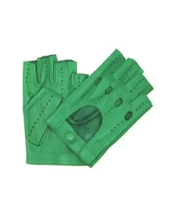 Guanto Guida In Nappa Mezze Dita Verde Smeraldo