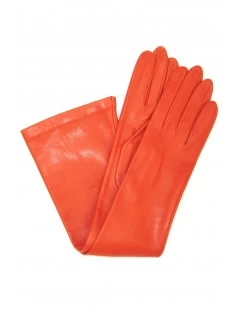 Guanto In Nappa 10bt Foderato Seta Arancio