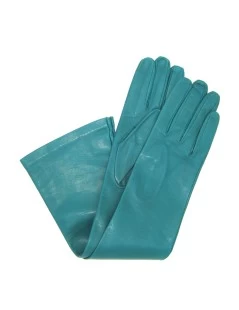 Guanto In Nappa 10bt Foderato Seta Petrolio