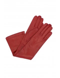 Guanto In Nappa 10bt Foderato Seta Rosso Scuro