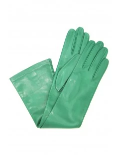 Guanto Nappa 10Bt Foderato Seta Verde Smeraldo