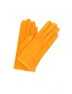 Guanto Nappa Scamosciato Foderato Cashmere Arancio