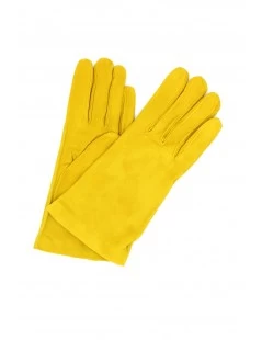 Guanto Nappa Scamosciato Foderato Cashmere Giallo