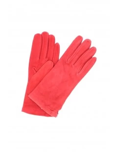 Guanto Nappa Scamosciato Foderato Cashmere Rosso
