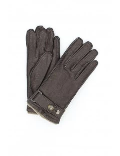 Guanti In Cervo Con Cinturino Foderato Cashmere Testa Di Moro
