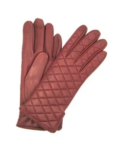 Guanto Trapuntato 2bt Fodera Cashmere Rosso Scuro