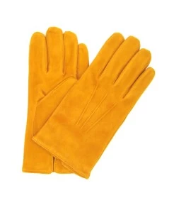 Guanto Uomo In Nappa Scamosciata Fodera Cashmere Giallo Ocra