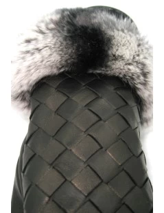 Guanto In Nappa Intrecciato Con Bordo Rex Nero - immagine 4