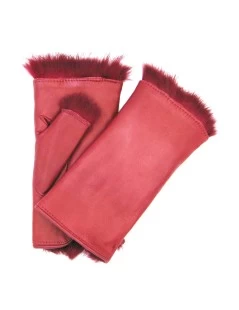 Manicotto In Nappa 2bt Foderato In Lapin Rosso Scuro